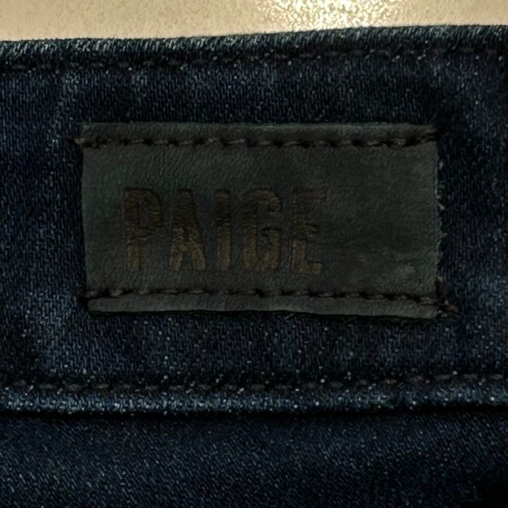 PAIGE Femme High Rise Slim Straight Jeans Lumiere Dark Wash Size 25 - Picture 6 of 13